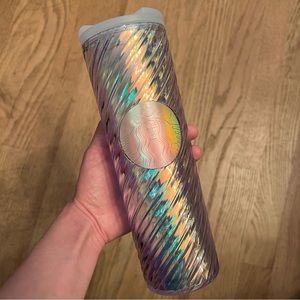 NEW Starbucks 16oz metallic rainbow tumbler 2022 holiday edition